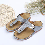 Amozae-Back to college 2024 Summer Women Wedge Sandals Premium Orthopedic Open Toe Sandals Vintage Anti-Slip Leather Casual Female Platform Retro Shoes