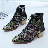 Christmas Gift 2022 Women's Shoes Fashion Boots Women Ankle Boots  Chinese Style Embroidered Flowers  Boots Fortune Flower Women Boots