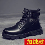 Thanksgiving  Amozae  Men Leather Shoes High Top Fashion Winter Warm Snow Shoes Dr. Motorcycle Ankle Boots Couple Unisex Boots
