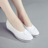 Amozae  Women Canvas Loafers  New Woman Casual Vulcanized Ladies White Shoes Women's Fashion Wedges Female Comfortable Footwear