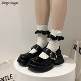 Amozae- Mary Jane Lolita Shoes Loafers Fall 2024 Student Uniform Small Leather Shoes Retro British Style Women's Single Shoes High Heels