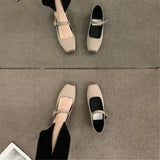 Amozae 2023 Spring Women Flat Shoes Fashion Silk Square Toe Shallow Ladies Ballet Shoes Soft Casual Flat Mary Jane Shoes Women Shoes