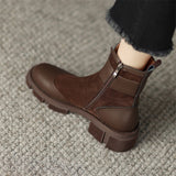 Amozae 2023 Autumn Round Toe Women Boots Chunky Heel Shoes For Women Short Boots Belt Buckle Ankle Boots Platform Shoes Knight Boots