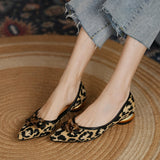 Amozae  Fashion and Elegant 3CM Medium Heel Women's High Heels Suede Leopard Print Pointed Horseshoe Buckle Boat Shoes Sandals