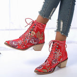 Christmas Gift 2022 Women's Shoes Fashion Boots Women Ankle Boots  Chinese Style Embroidered Flowers  Boots Fortune Flower Women Boots