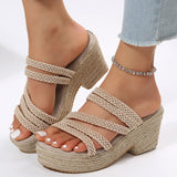 Amozae Weaving Wedge Heel Sandals for Women Summer 2023 Espadrilles Platform Slippers Woman Thick Bottom Non Slip Beach Sandalias Mujer