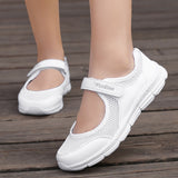 Amozae New Women Flats 2022 Spring Summer Ladies Mesh Flat Shoes Women Soft Breathable Sneakers Women Casual Shoes White Nurse Shoes