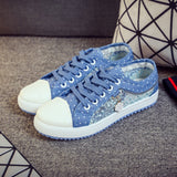 Back to school Amozae  Women Canvas Chain Metal Lace Vulcanized Female Summer Lace-Up Breathable Fashion Footwear Ladies New Casual Comfort Flat