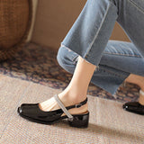Amozae Diamond Women's Sandals Thick Heel Square Head Classic Female Mary Jane 2022 New Design Elegant Shallow Mouth Lady Single Shoes