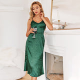 Amozae-  Simplee   spaghetti strap backless lace up party dress women Elegant stripe v-neck mermaid dresses A-line solid midi vestidos