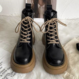 Christmas Gift New Winter Women Boots Comfortable Platform Lace-Up   Ankle Boots Woman Fashion Shoes Female Casual PU Short Boots Ladies