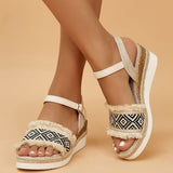 Amozae Style Printed Wedge Sandals for Women Summer 2023 Non Slip Platform Shoes Woman Lightweight Casual Gladiator Sandalias