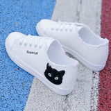 Amozae  Women Canvas Sneakers 2022 Spring Autumn Student Casual Flats Woman School Lace-Up White Low Cut Sports Shoes Zapatos De Mujer