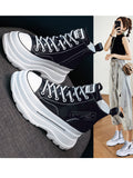 Amozae  7Cm Platform Wedge Sneakers Chunky Shoes Genuine Leather High Top Shoes Sneakers Women Ankle Boots Spring Autumn Booties