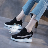 Amozae  2022 Women Summer Shoes New Sock Sneakers Platform Wedge Heel Dad Shoes Chunky Sneakers Pumps Breathable Comfy Shoes