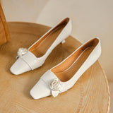 Amozae Wedding Ladies Shoes Prom Middle Heel Square Head Women's Pumps Elegant Fairy Style Gentle Female Single Shoes