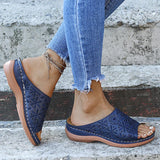 Amozae-Back to college 2024 Summer Women Wedge Sandals Premium Orthopedic Open Toe Sandals Vintage Anti-Slip Leather Casual Female Platform Retro Shoes