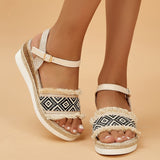 Amozae Style Printed Wedge Sandals for Women Summer 2023 Non Slip Platform Shoes Woman Lightweight Casual Gladiator Sandalias