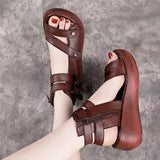 Amozae  Summer Fish Mouth Soft Roman Women Shoes Sandale Platform Heighten Shoe Wedges Sandals Retro Gladiator Sandals Women