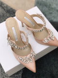 Amozae- 2024 European And American New Style Ladies Sandals, High Heels With Diamond Decoration