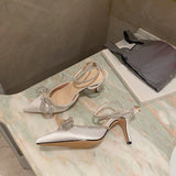 Amozae- Style Glitter Rhinestones Silk Women Pumps Crystal bowknot Satin Spring Autumn Lady Shoes High heels Party Prom Shoes