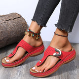 Amozae-Back to college 2024 Summer Women Wedge Sandals Premium Orthopedic Open Toe Sandals Vintage Anti-Slip Leather Casual Female Platform Retro Shoes