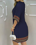 Amozae-hoco dresses  Women's Dresses 2024 Spring Fashion Peacock Print Casual Round Neck Long Sleeve Daily Mini Loose Dress