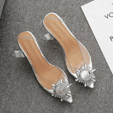 Amozae Graduation Gift Big Sale 2024 Summer Transparent High Heels Sandals Women Luxury Pointed Evening Party Pumps Shoes Slingback Silver Elegant New