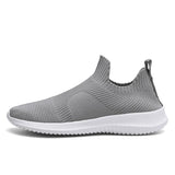Amozae Slip-On Sneakers Men Lightweight Running Shoes Breathable Knitted Sock Shoes White Jogging Walking Sport Shoes Male Casual Shoes
