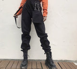 Amozae New Fashion Streetwear Pants Women Elastic High Waist Trousers Punk Gothic Baggy Cargo Pants