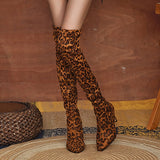 Amozae- Autumn Boots  Women's Boots Heel Boots Daily Over The Knee Boots Winter High Heel Pointed Toe Leopard Tiger Leopard White leopard Tiger pattern