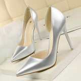 New Women pumps Elegant pointed toe patent leather office lady Shoes Spring Summer High heels Wedding Bridal Shoes