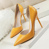 New Women pumps Elegant pointed toe patent leather office lady Shoes Spring Summer High heels Wedding Bridal Shoes