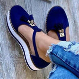 Amozae Spring Summer Women's Tassel Round Toe Flat Shoes New Ladies Platform Casual Shoes Dress Party Cute Female Vulcanized Shoes