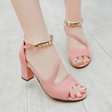 Amozae- spring summer   fish mouth hollow Roman sandals thick with word with beaded high heels female summer   female sandals