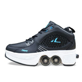 Hot Shoes Casual Sneakers Walk Roller Skates Deform Runaway Four Wheeled Skates for Adult Men Women Unisex Child